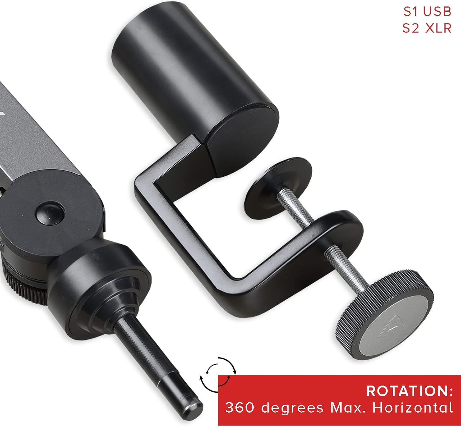 Adjustable Aluminium Microphone Boom Arm Stand with 10 feet Type C USB Cable, Pack of 2 S8264