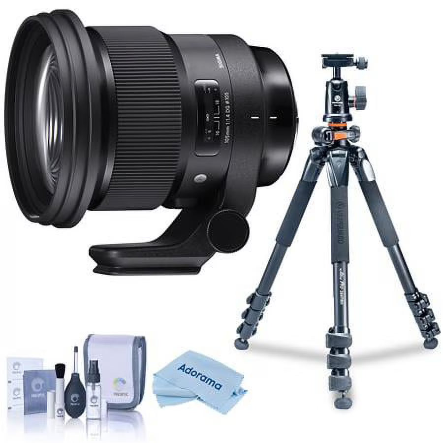 105mm f/1.4 DG ART HSM Lens for Sony E, Black, Bundle with Tripod and Head, Cleaning Kit W33945