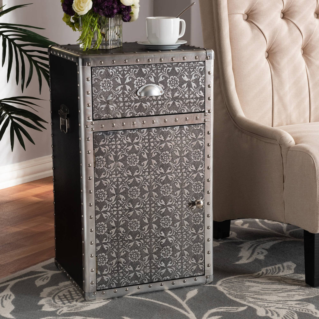 Silver Metal Accent Cabinet F42133