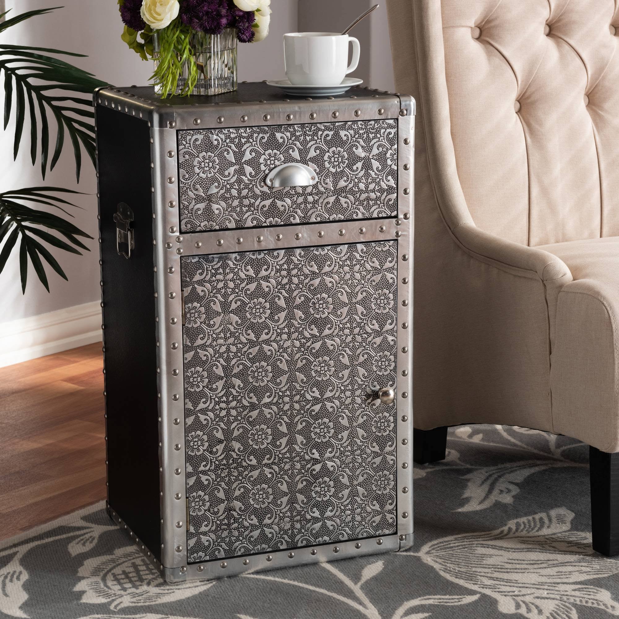 Silver Metal Accent Cabinet F42133
