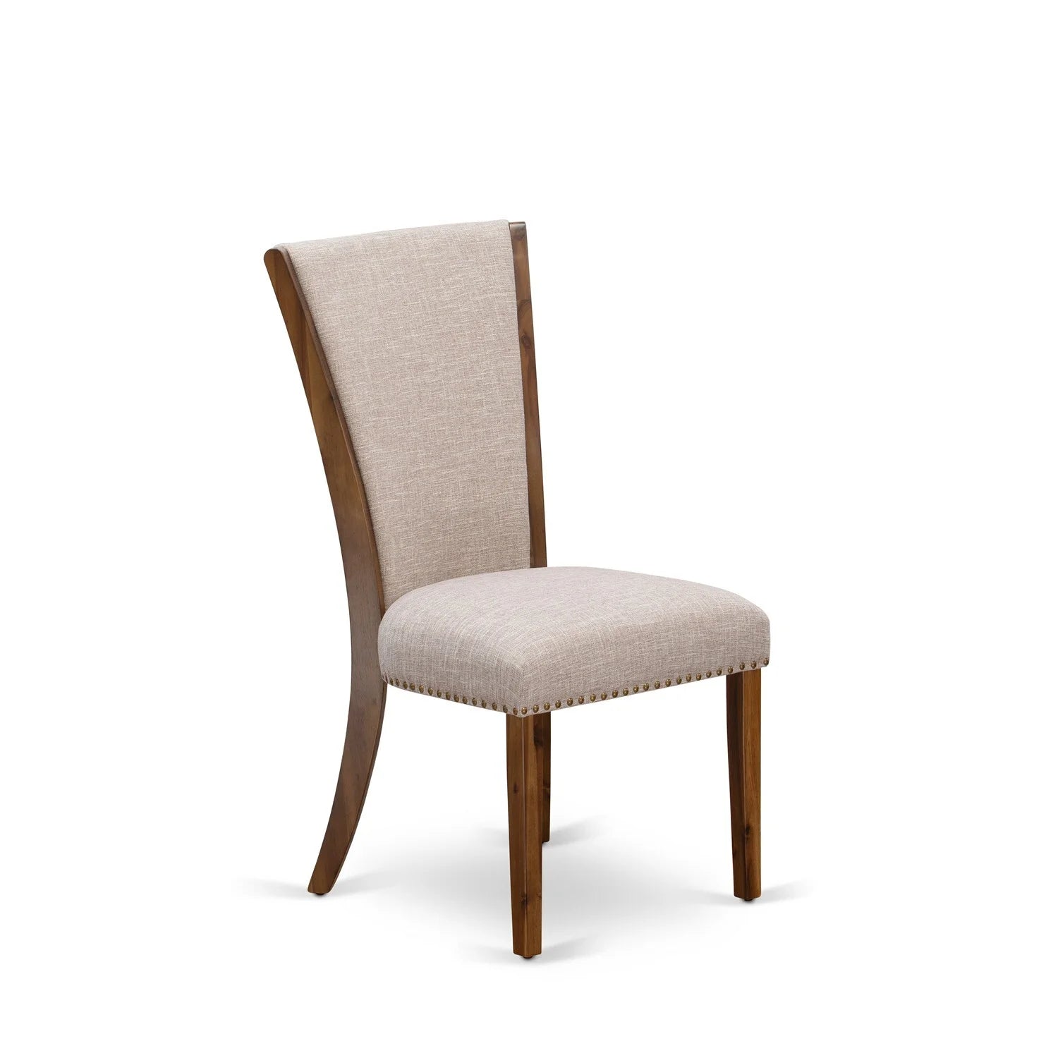 Walnut/Tan Fabric Dining Chairs (Set of 2) F346