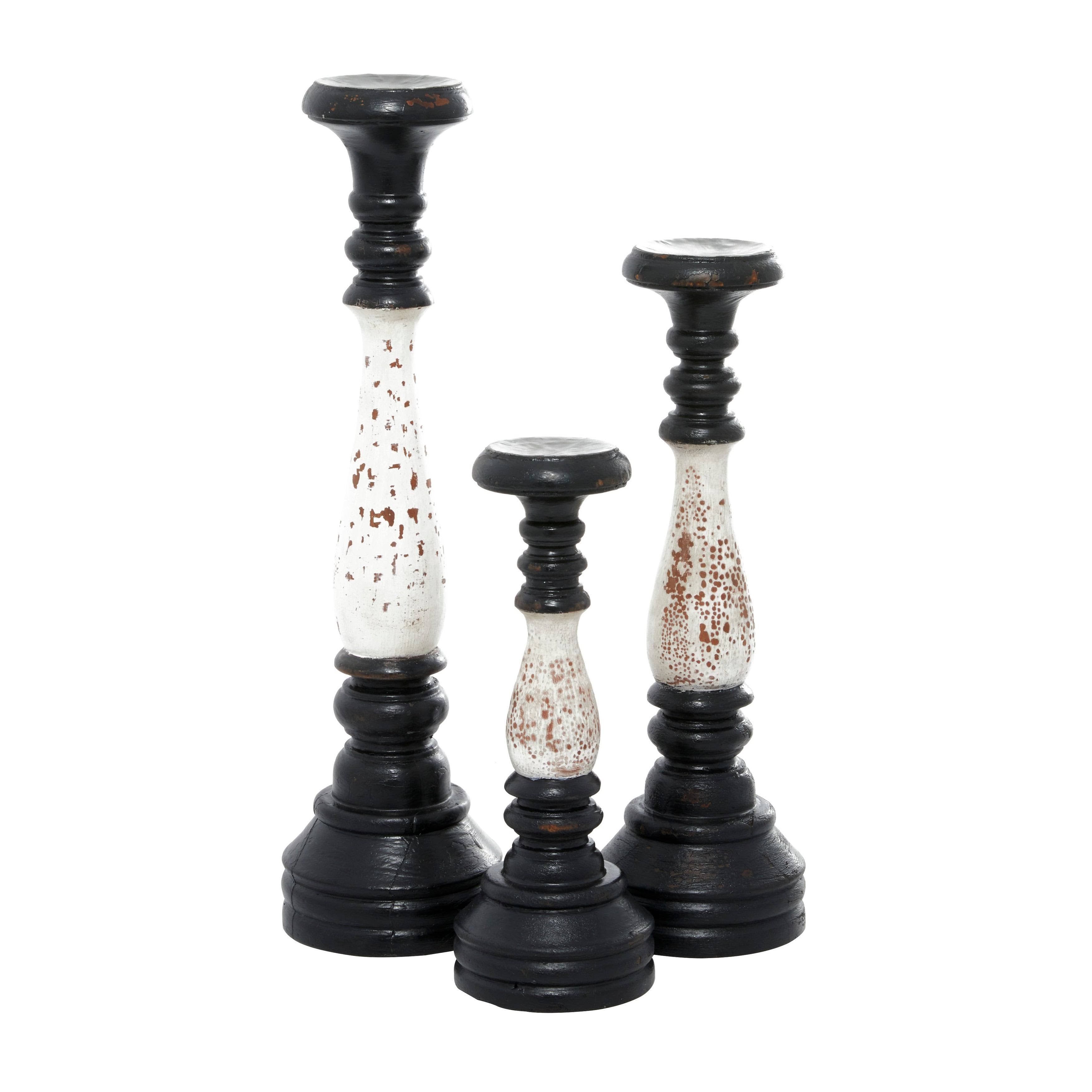 White and Grey Wood Candle Holders Q61241