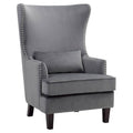 Gray Velvet Wing Back Accent Chair R6717