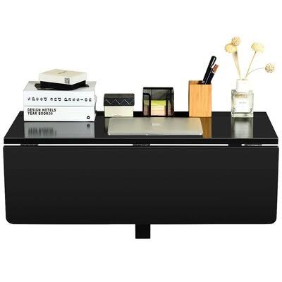 Black Folding Wall-Mounted Drop-Leaf Desk C48353