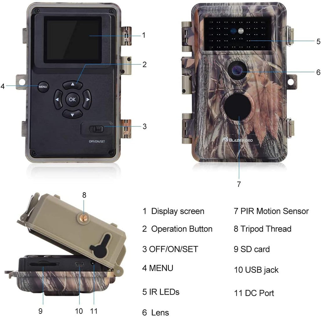 Deer Camera with Night Vision 24MP HD 1296P H.264 MP4 Video No Glow IR Motion Sensor Activated IP66 Waterproof K247552