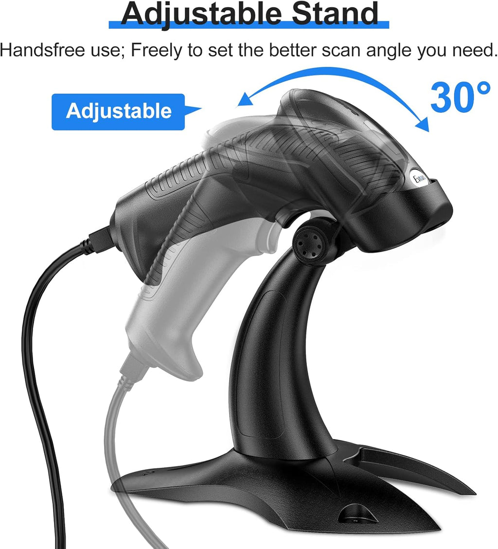 Wireless 2D QR Barcode Scanner with Stand, 3-in-1 Bluetooth & 2.4G & USB Wired Handheld Barcode Reader, Pack of 2 M97102