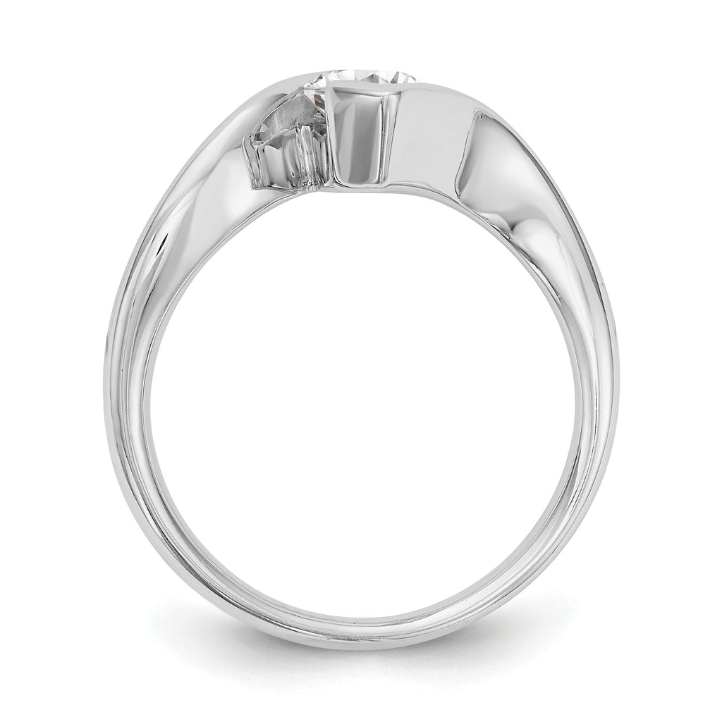0.25ct CZ Solid 14k White Gold Marquise Bezel Solitaire Engagement Ring O365