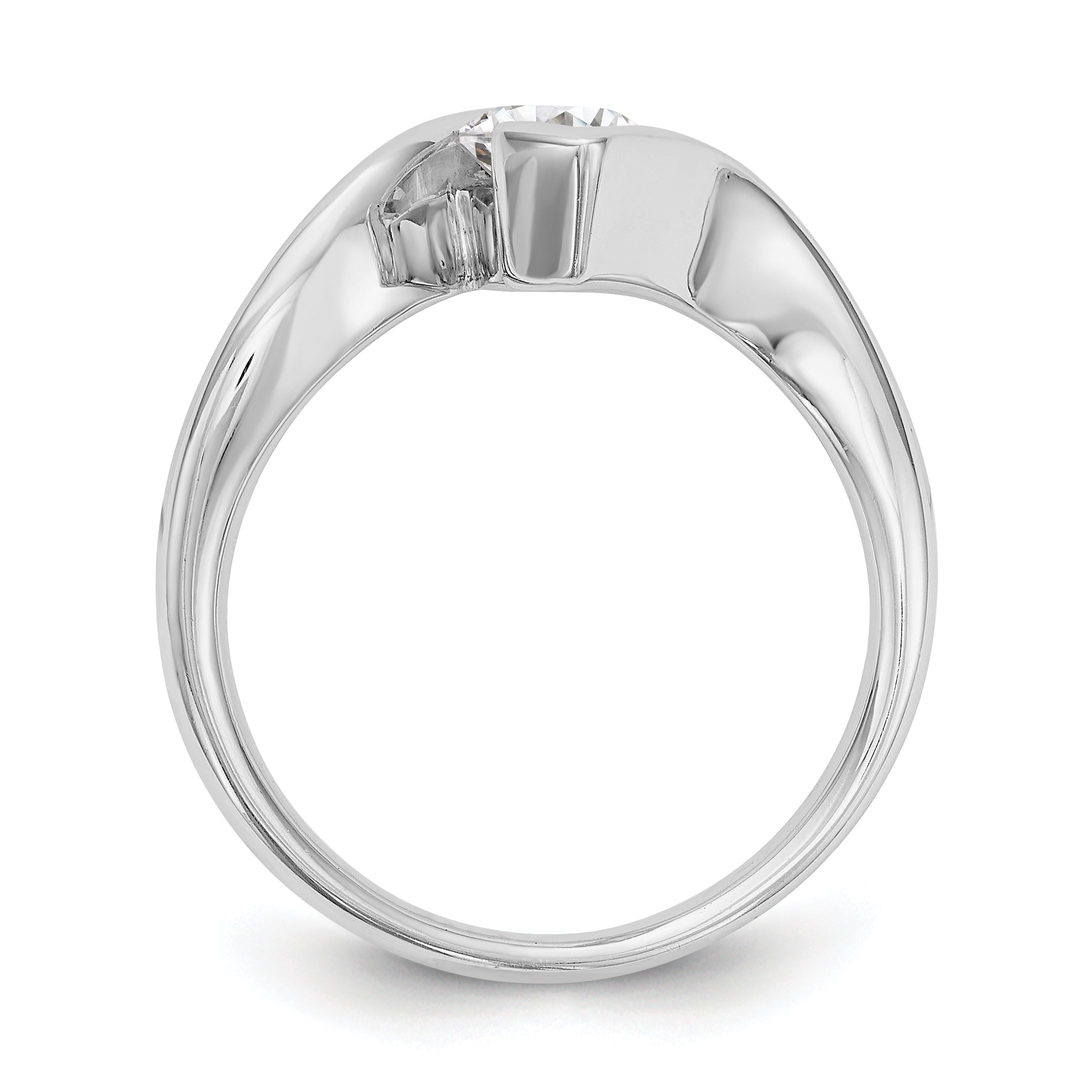 0.25ct CZ Solid 14k White Gold Marquise Bezel Solitaire Engagement Ring O365