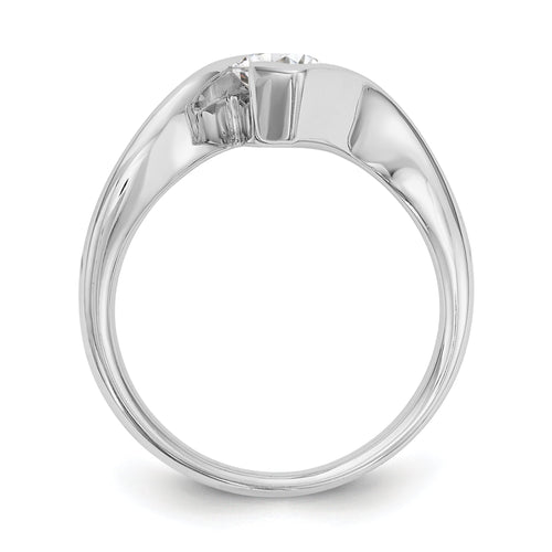 0.25ct CZ Solid 14k White Gold Marquise Bezel Solitaire Engagement Ring O365