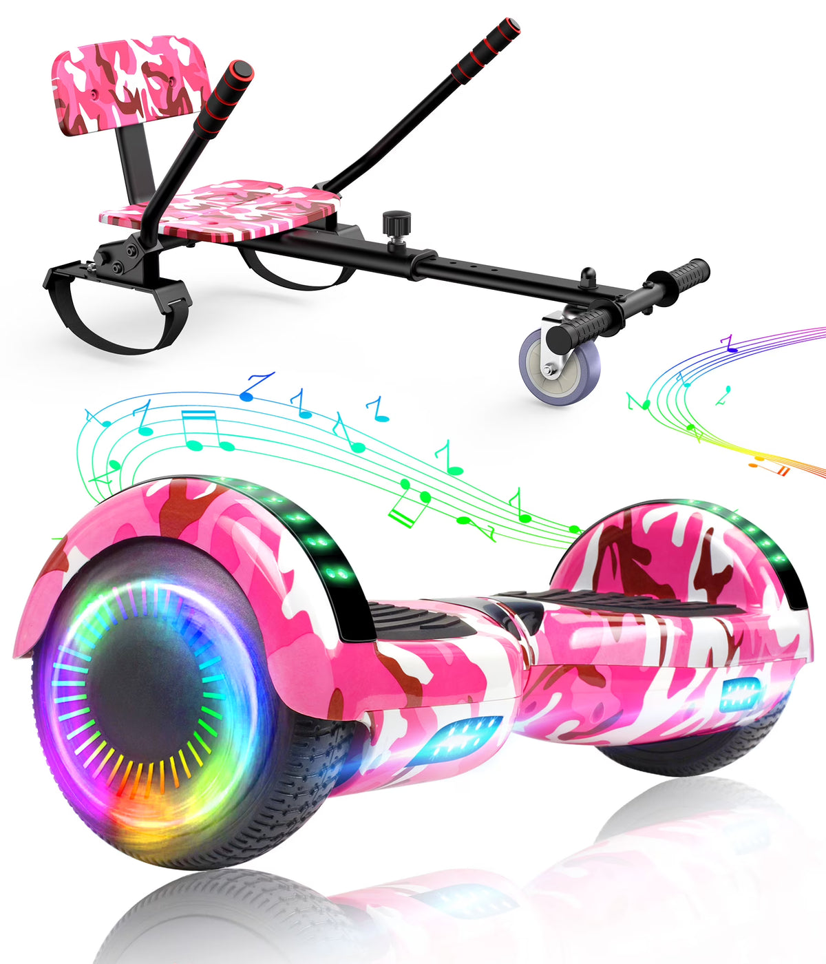 Camo Pink Hoverboard with Hoverkart Set O613
