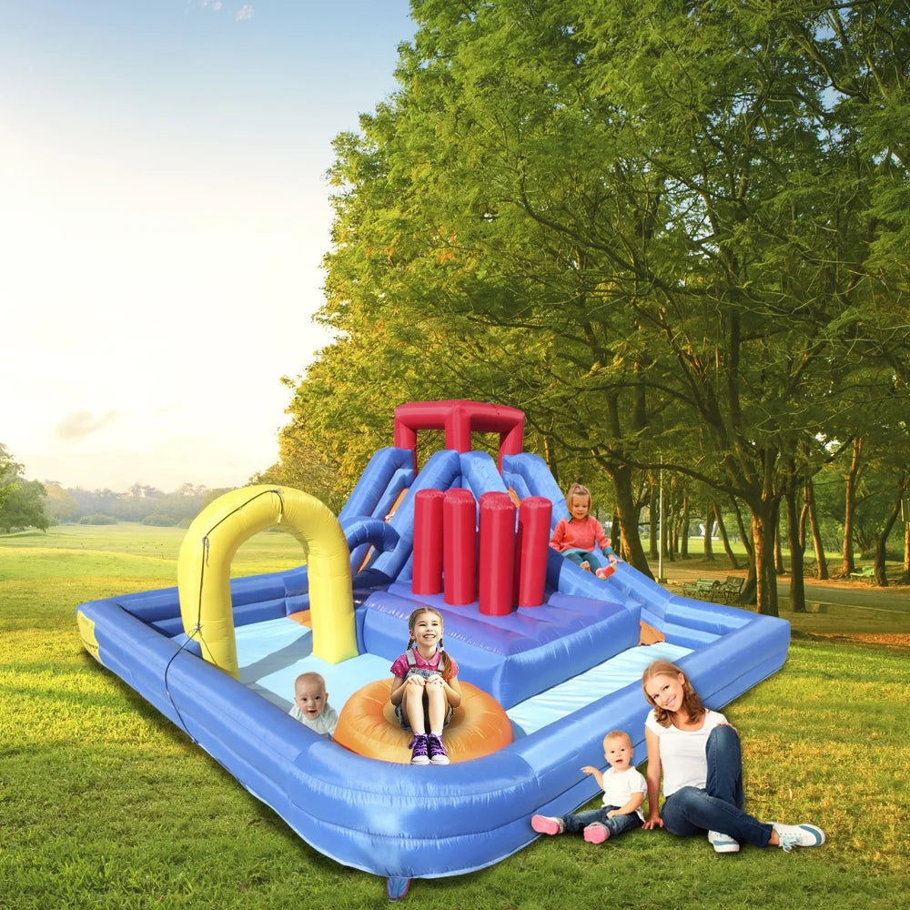 Inflatable Water Slide Bouncy Castle with Pool Area and Climbing Wall W352262