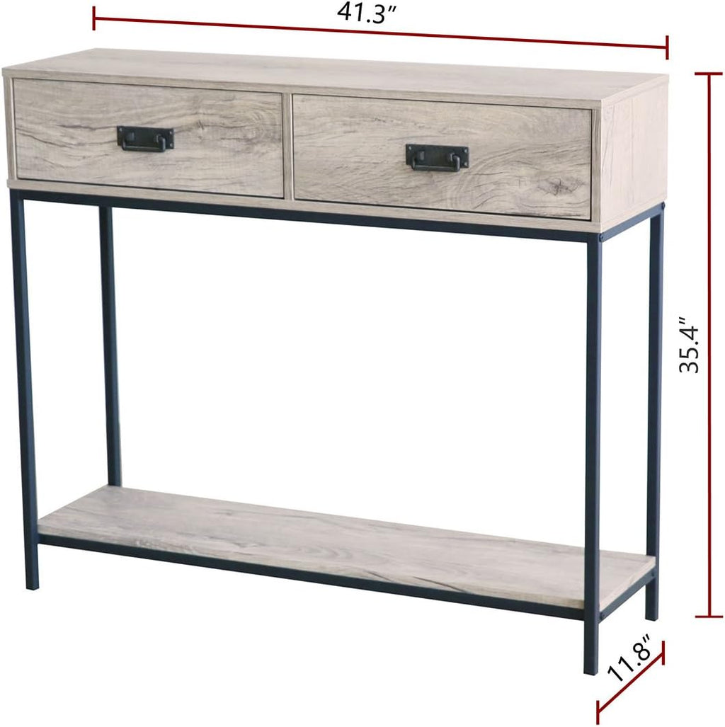 2 Drawer Oak Wood Console Table G42719