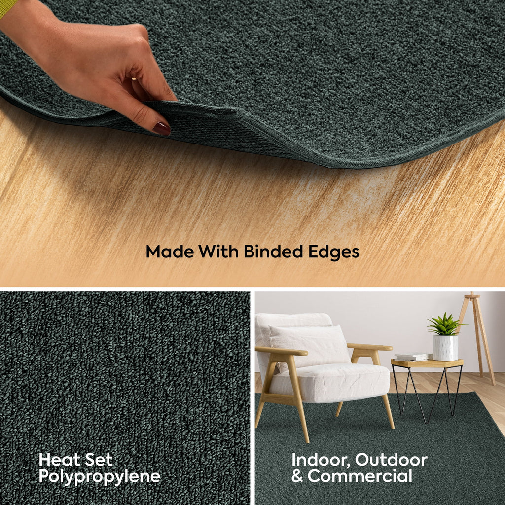 Teal Solid Color Runner Rug K2468