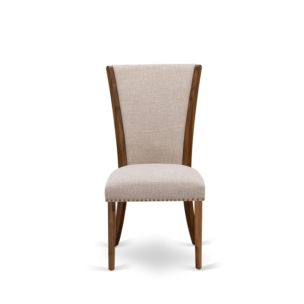 Walnut/Tan Fabric Dining Chairs (Set of 2) F346