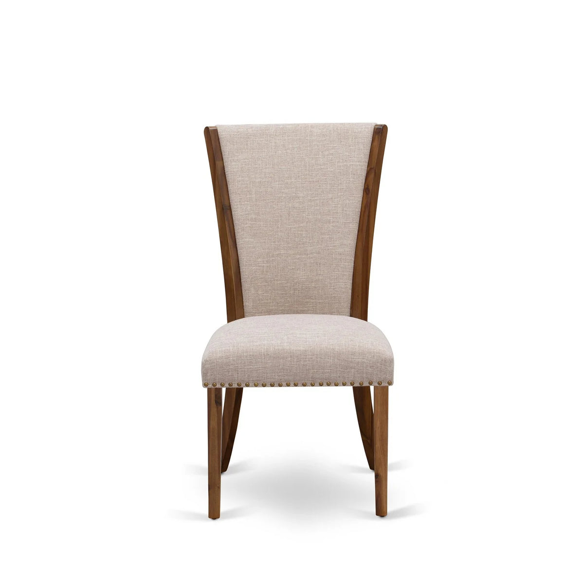 Walnut/Tan Fabric Dining Chairs (Set of 2) F346