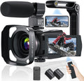 4K 48MP 60FPS WiFi Digital Camera Camcorder with Mic, 2 Batteries, Remote Control J411475