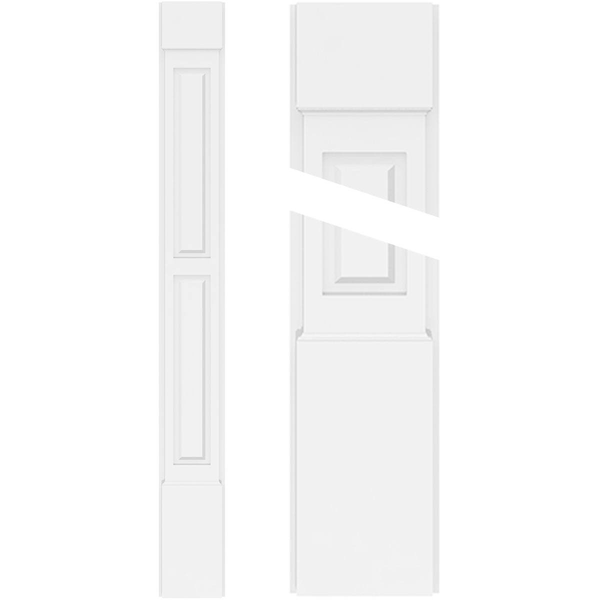 12x22W x 90x22H x 2x22P Two Equal Raised Panel PVC Pilaster with Standard Capital & Base (Pair) K54319