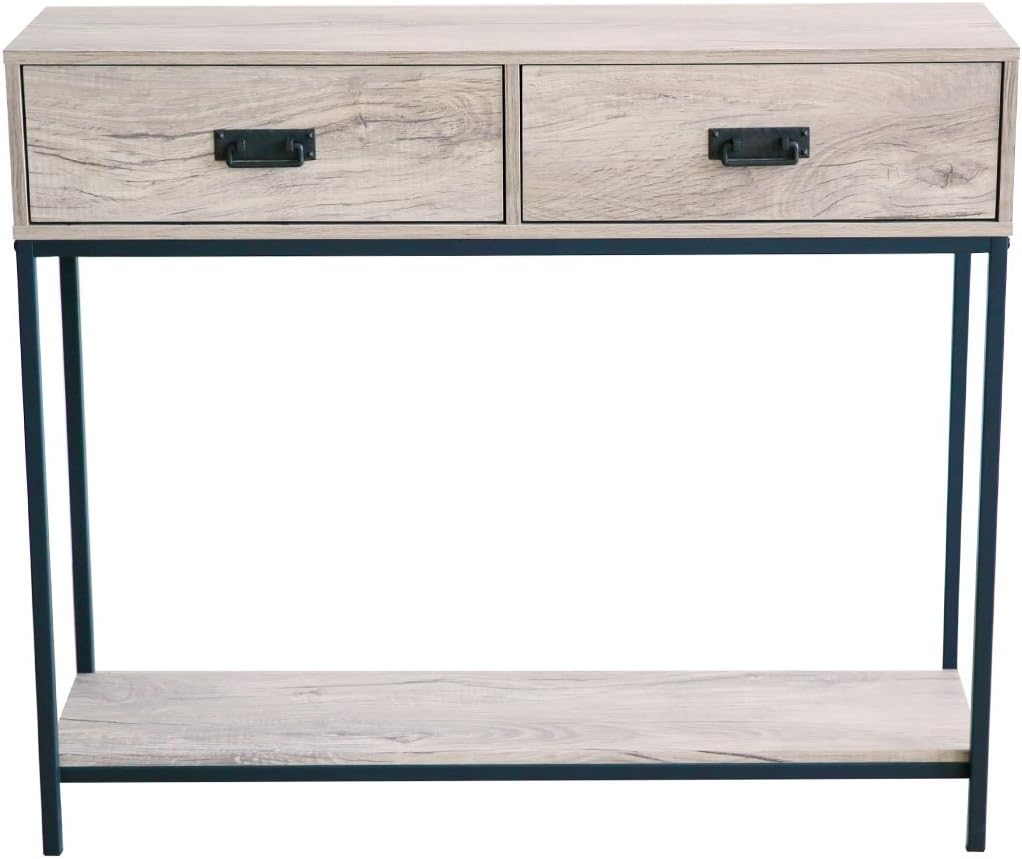 2 Drawer Oak Wood Console Table G42719