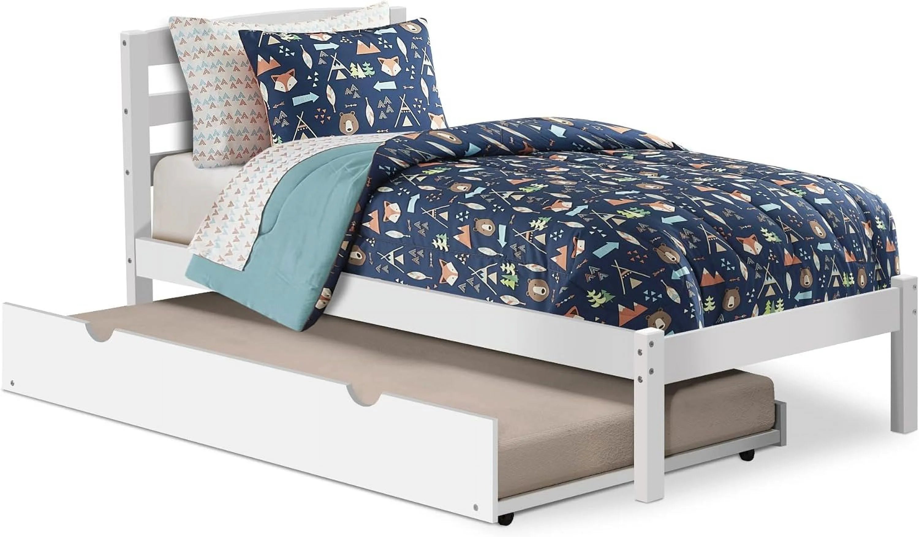 White Pine Wood Trundle Bed D99531