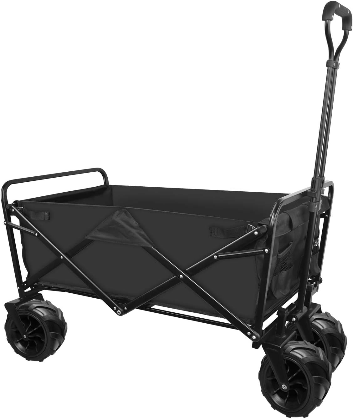 Folding Beach Wagon Cart with Big Wheels & Adjustable Handle Z875103