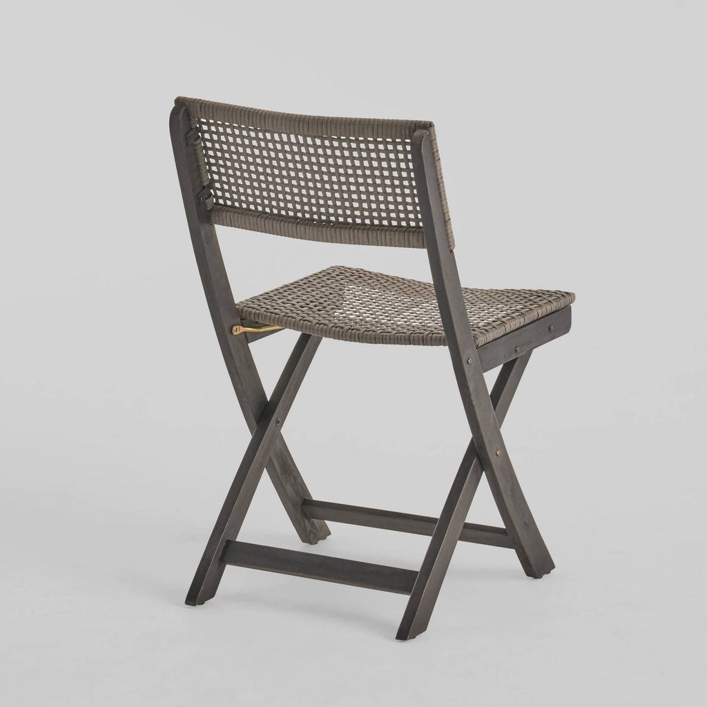 2pk Acacia Wood Foldable Patio Bistro Chairs Gray D594