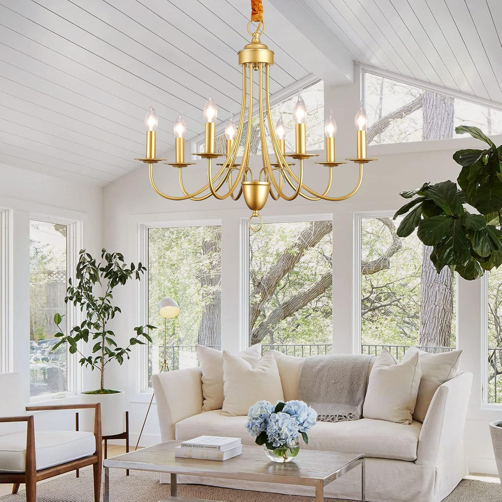 Gold Farmhouse 8 Lights Candle Chandelier E142892