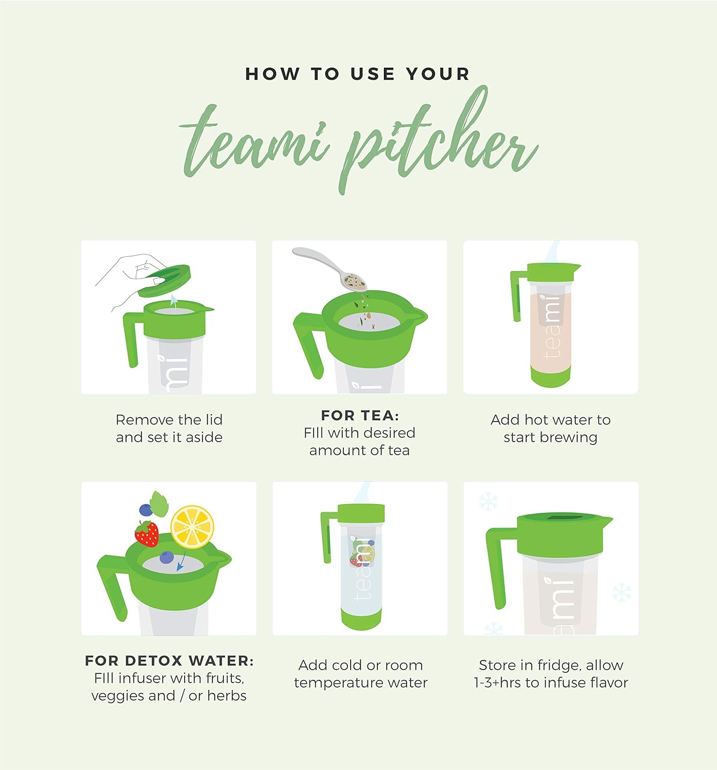 Green 60 Ounces Tea Pitcher With Lid S4655