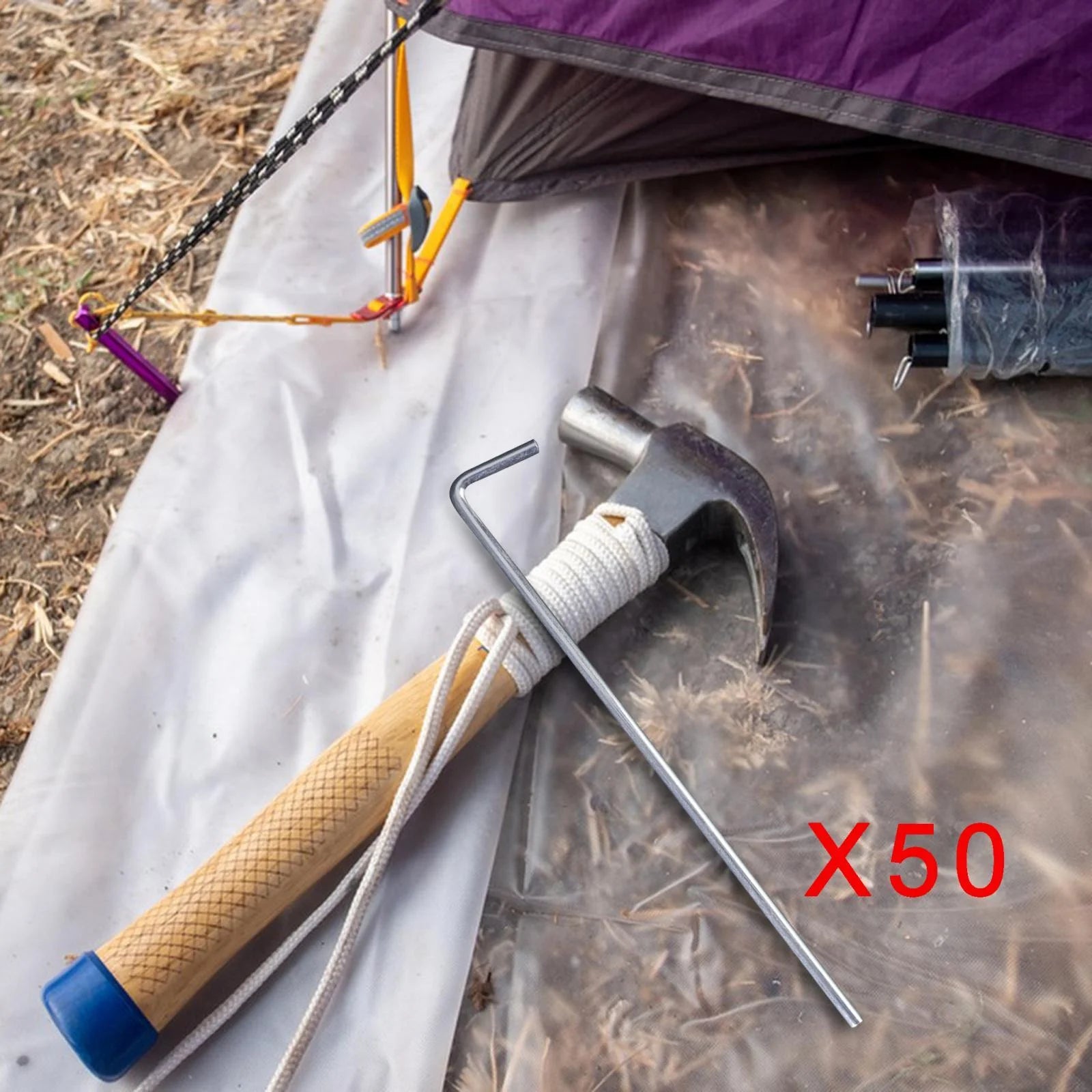 50 Pieces Aluminum Alloy Tent Pegs 200mm A167
