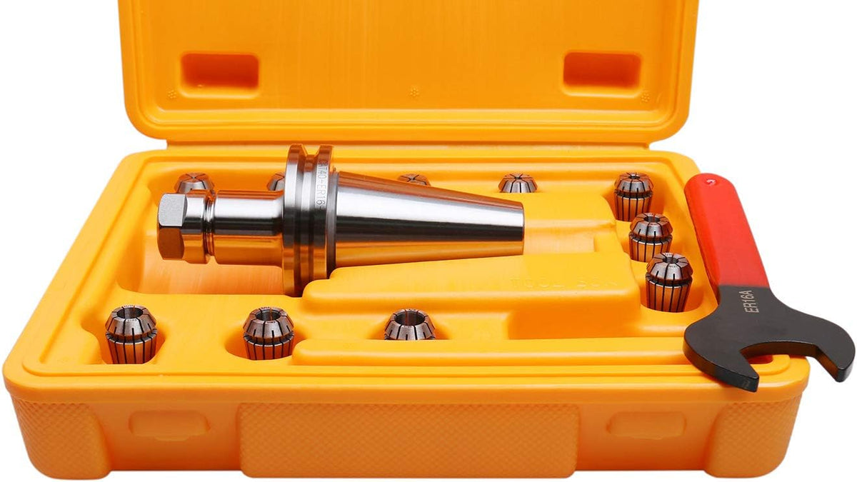 Cat40 Shank 10 Pc Er16 Collet Set with Wrench in Fitted Box K7285