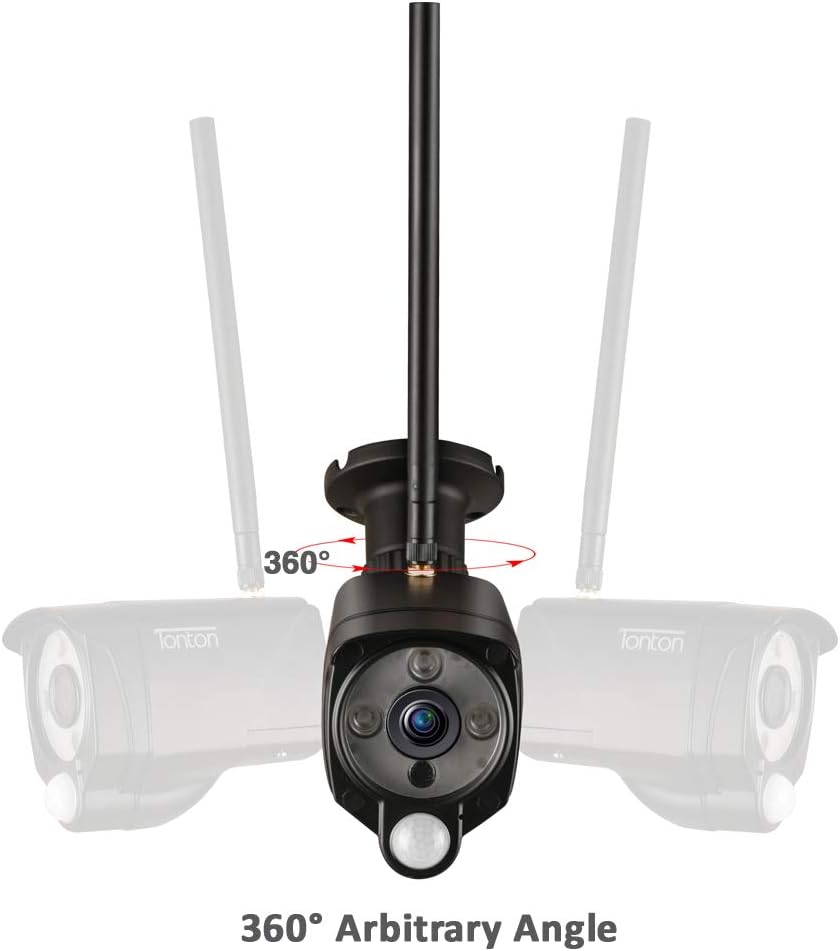 Wireless All-in-One Security Camera System with 16 Inch Monitor, 8CH WiFi NVR with 1TB HDD, 4PCS 3MP Outdoor Bullet IP Cameras with PIR Sensor, Floodlight, Black Y9424
