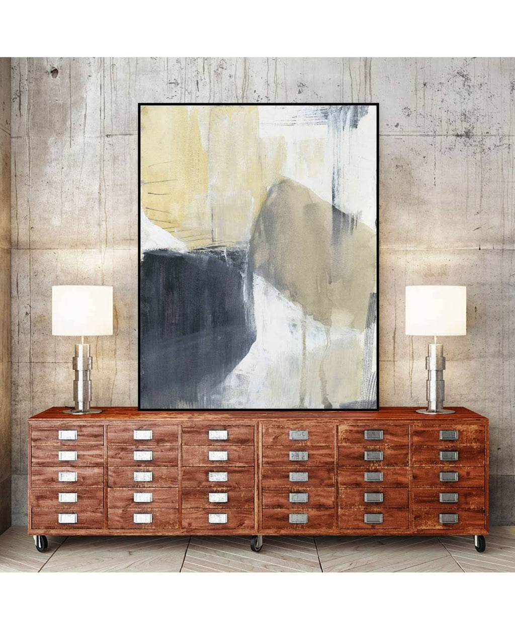 Neutral Divide I Framed Canvas - Brown C10079