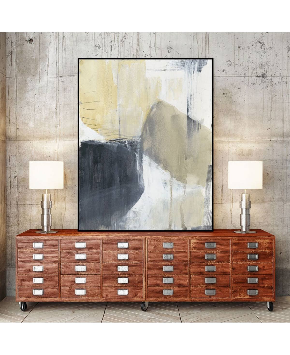 Neutral Divide I Framed Canvas - Brown C10079