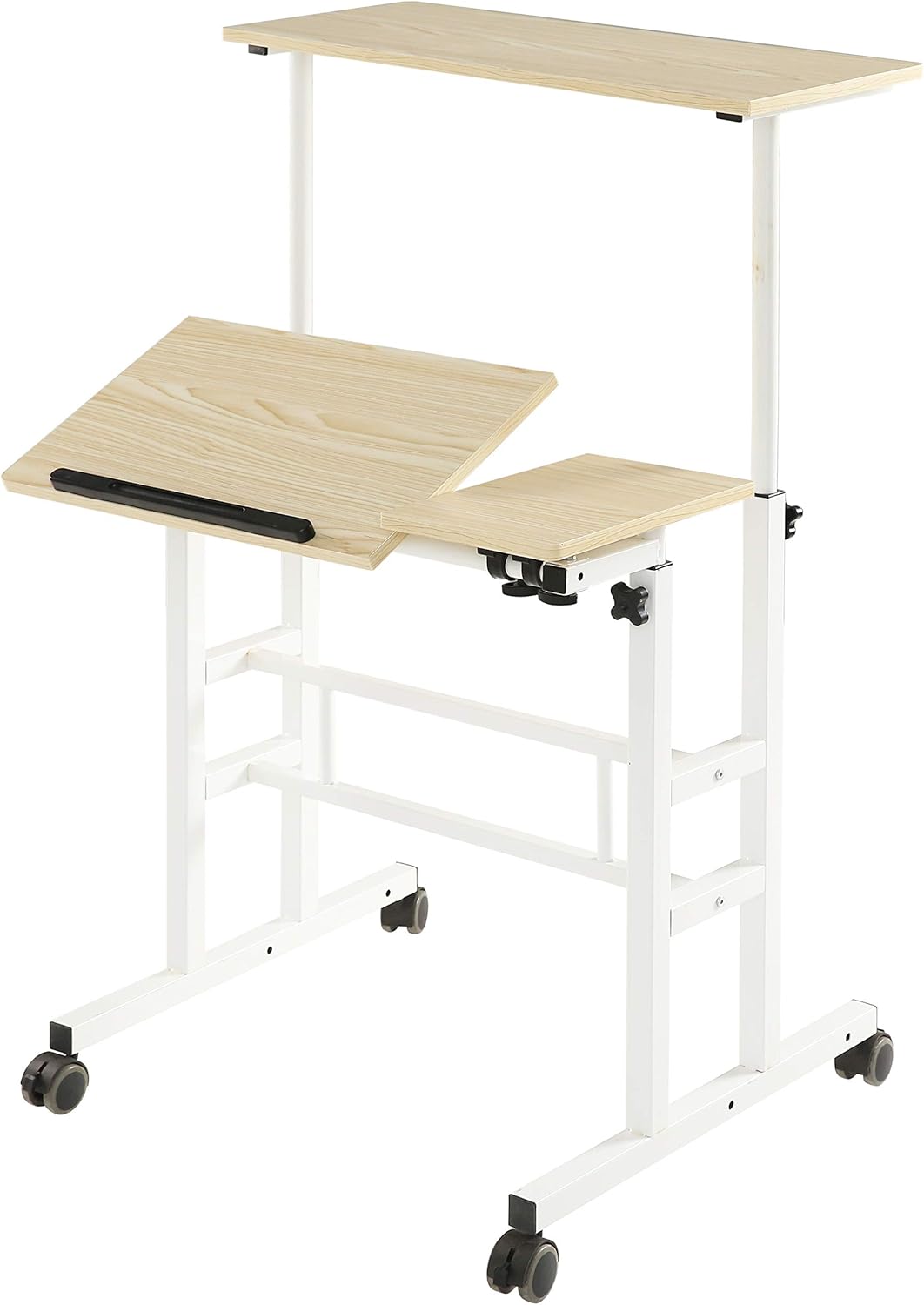 Dark Grain Height Adjustable Mobile Standing Desk L361840