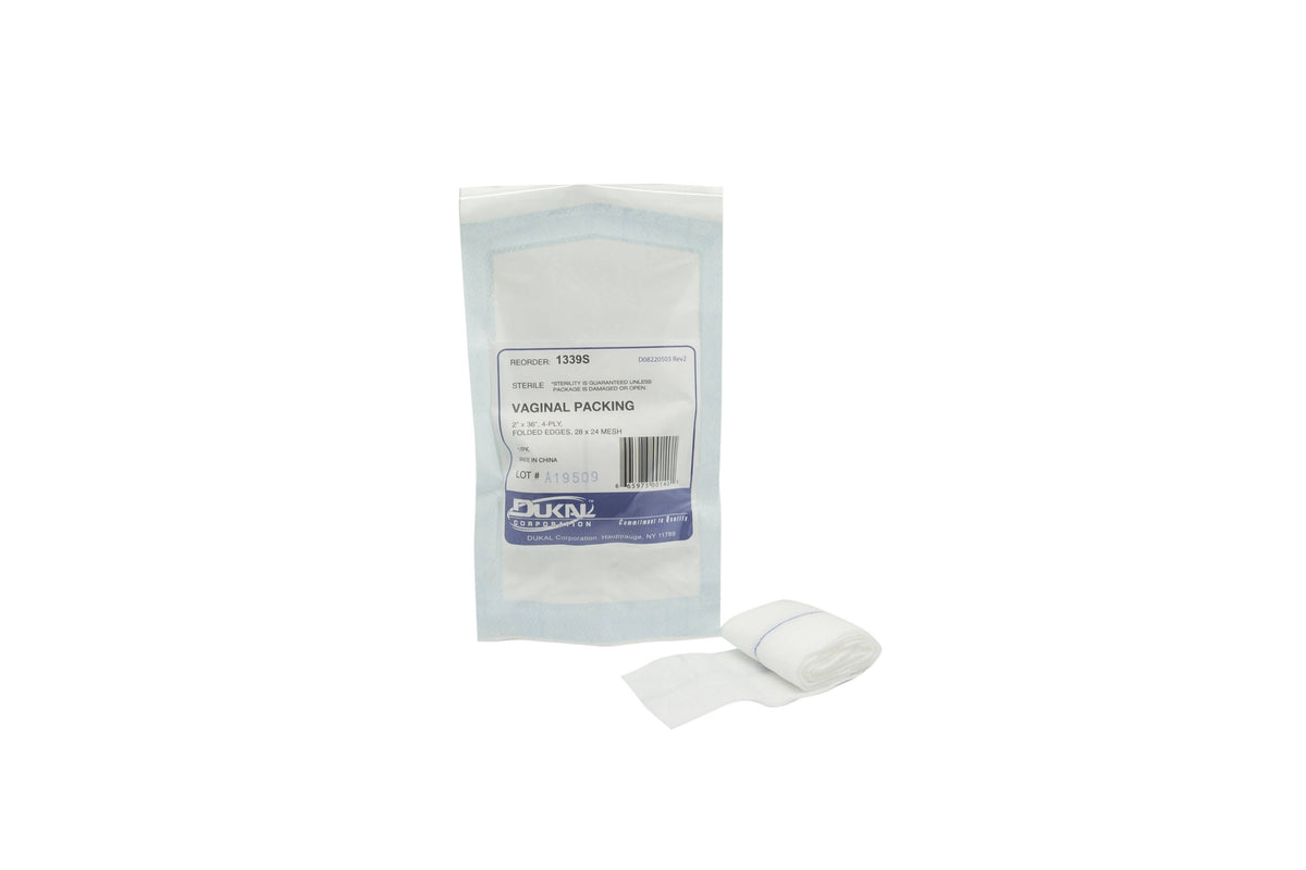 X-Ray Detectable 2 inch x 36 inch 4 Ply Sterile Vaginal Packing, Pack of 100 B84514