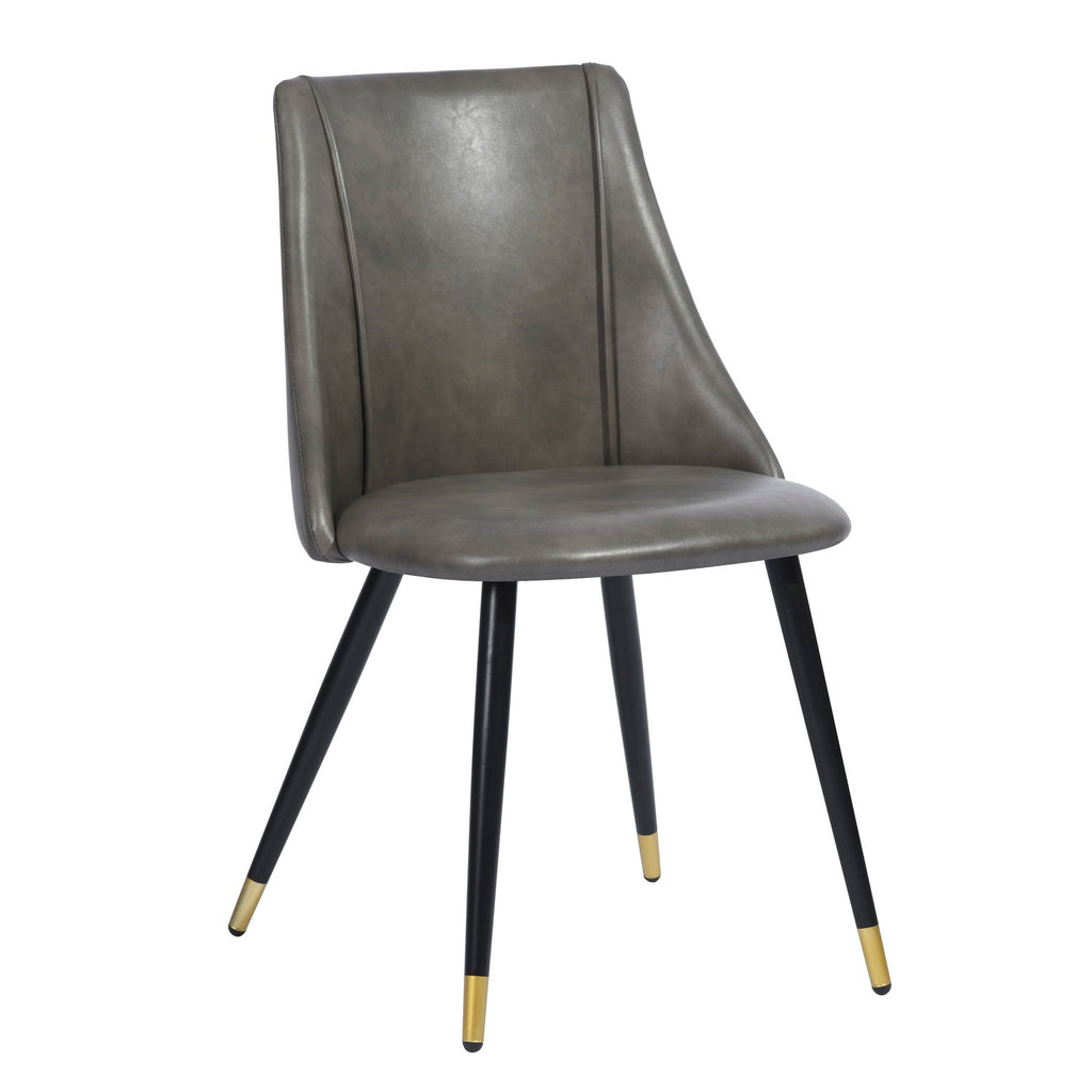 Grey Faux Leather Upholstered Dining Chairs Set of 2 with Metal Legs P532