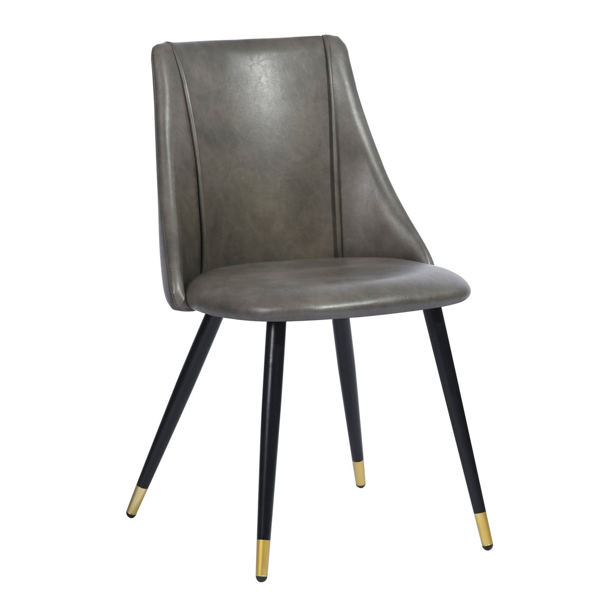Grey Faux Leather Upholstered Dining Chairs Set of 2 with Metal Legs P532