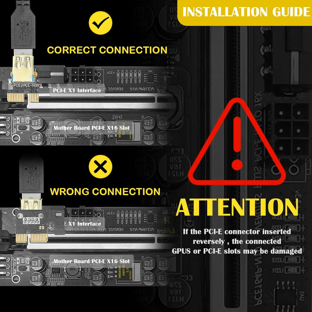 PCIE 1 to 4 Adapter Riser Card with USB 3.0 Cable, 5 Pack C610