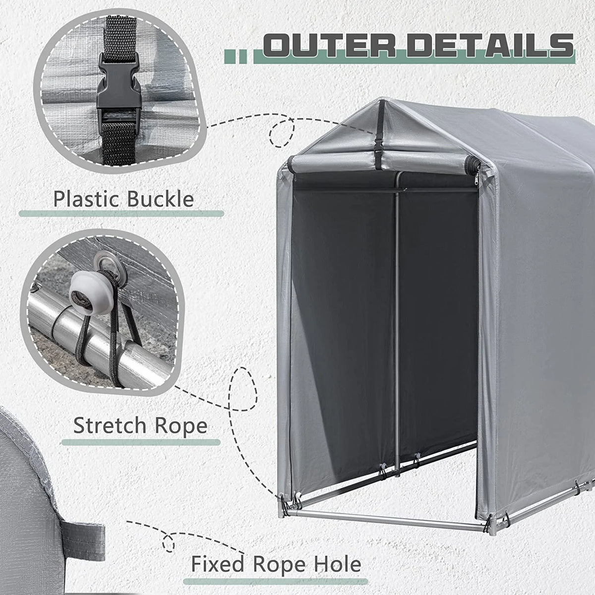 6' x 3' Metal Frame Waterproof Carport Shelter with Rollup & Zipper Door E978