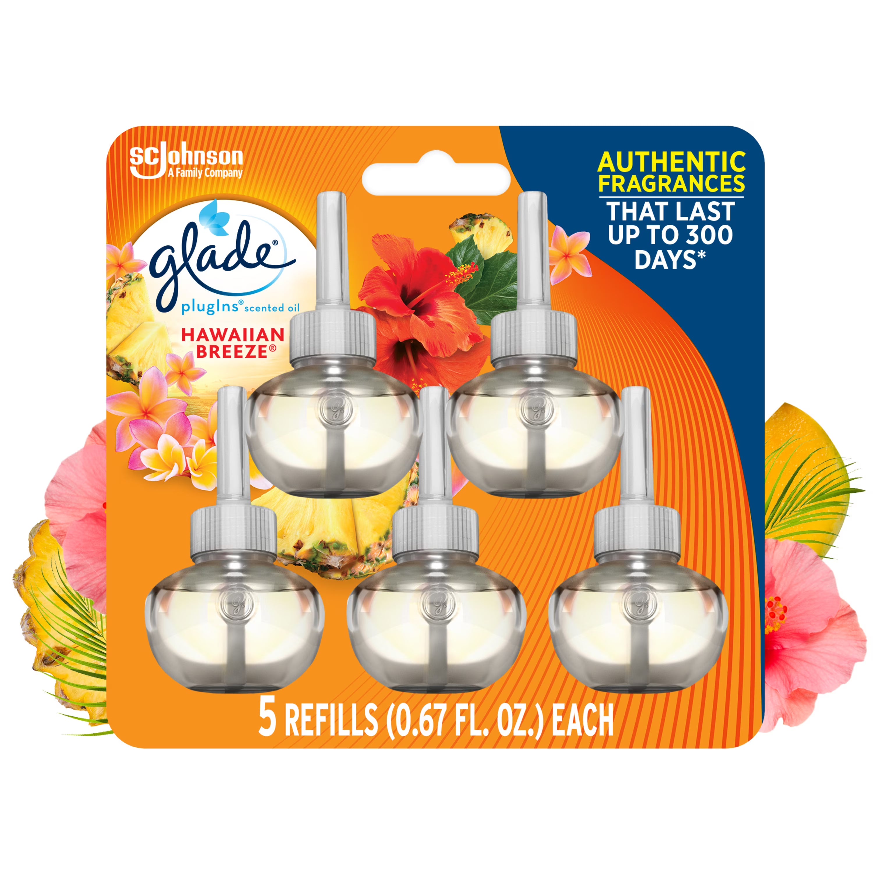 Hawaiian Breeze Air Freshener Refills, 0.67 oz, 5 Count C532061