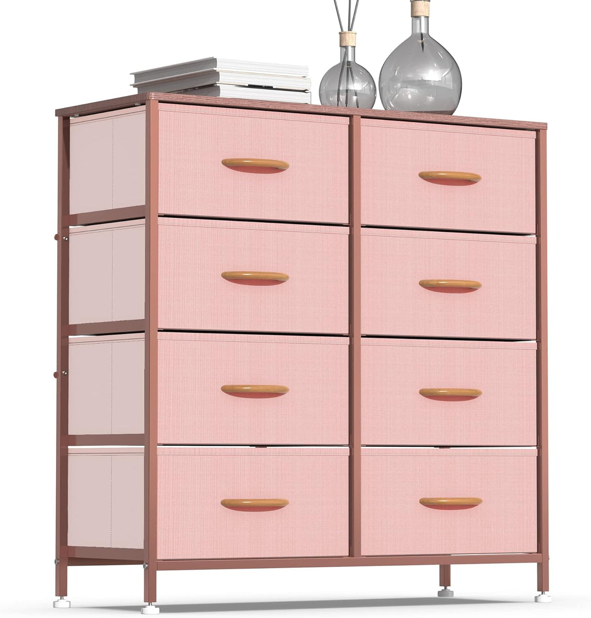 8 Drawer Vertical Dresser with Steel Frame and Fabric Bins C134