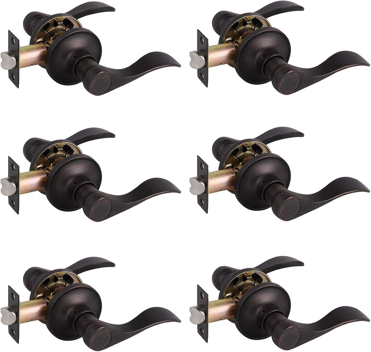 6 Pack Matte Black Passage Levers Interior Door Handles D237258