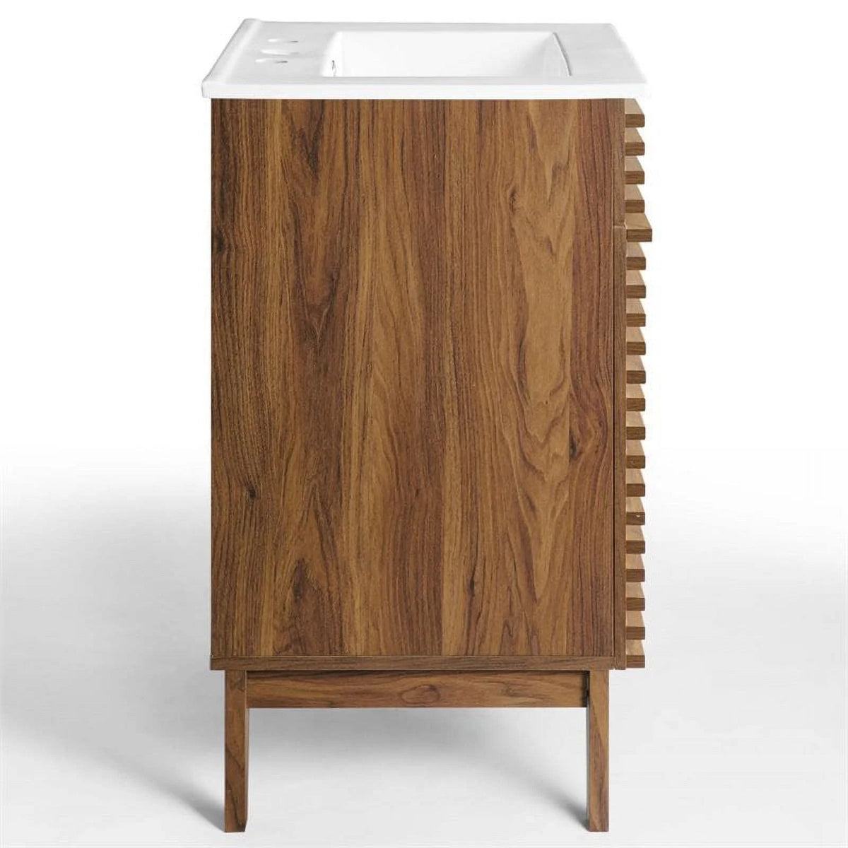 Walnut/White Wood Bathroom Vanity with Storage Shelf N15833