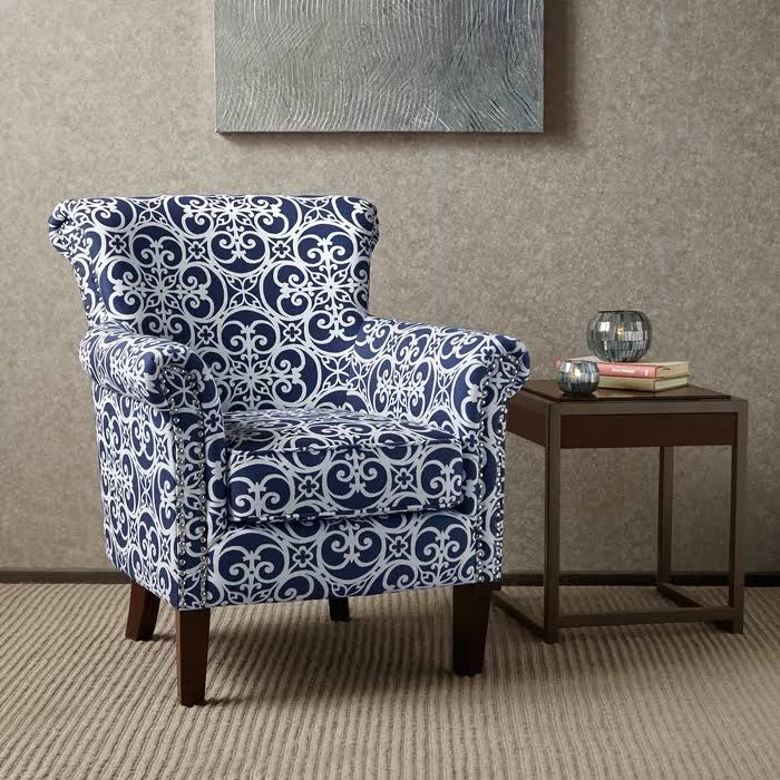 Navy/White Armchair L235