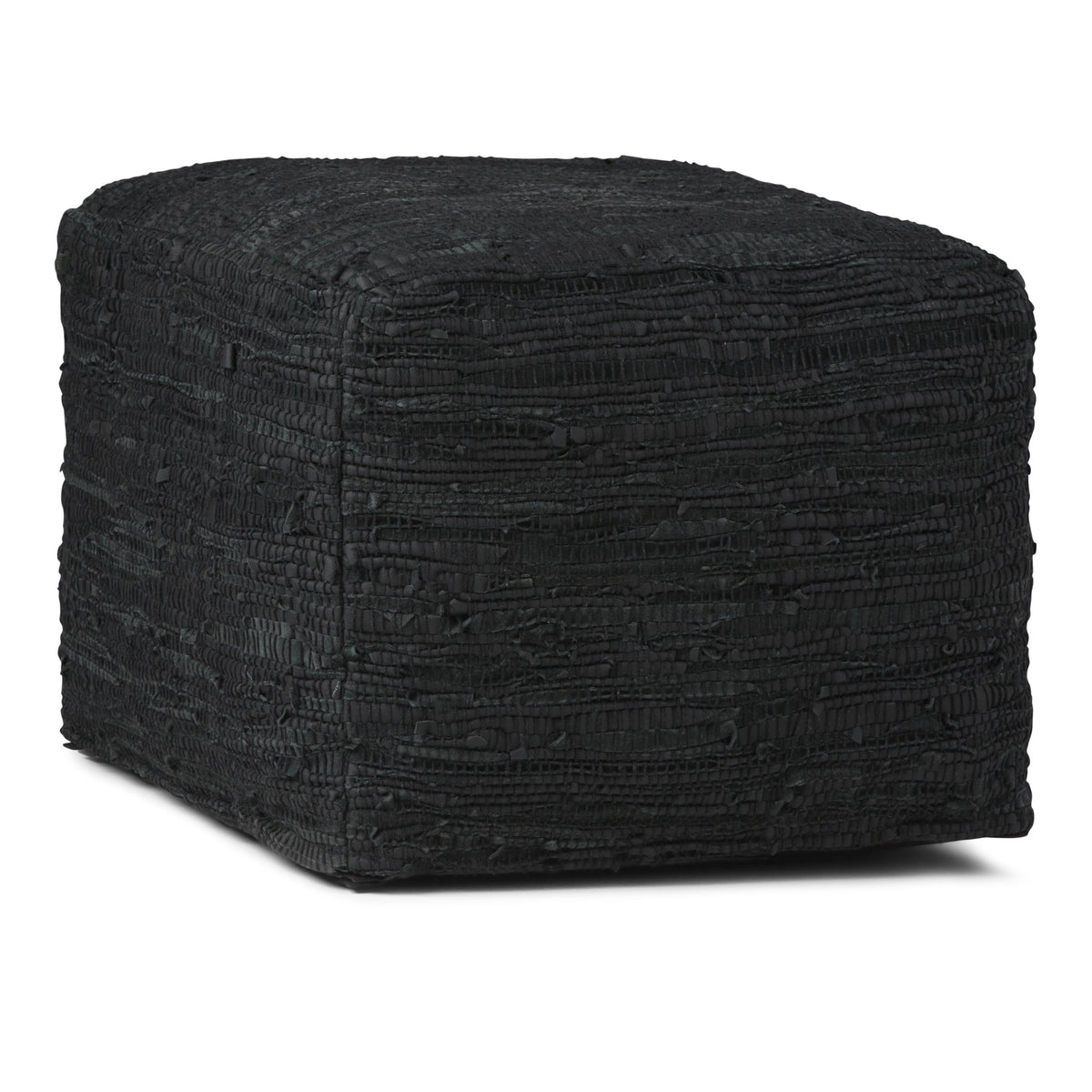 Genuine Leather Square Pouf - Grey G6956