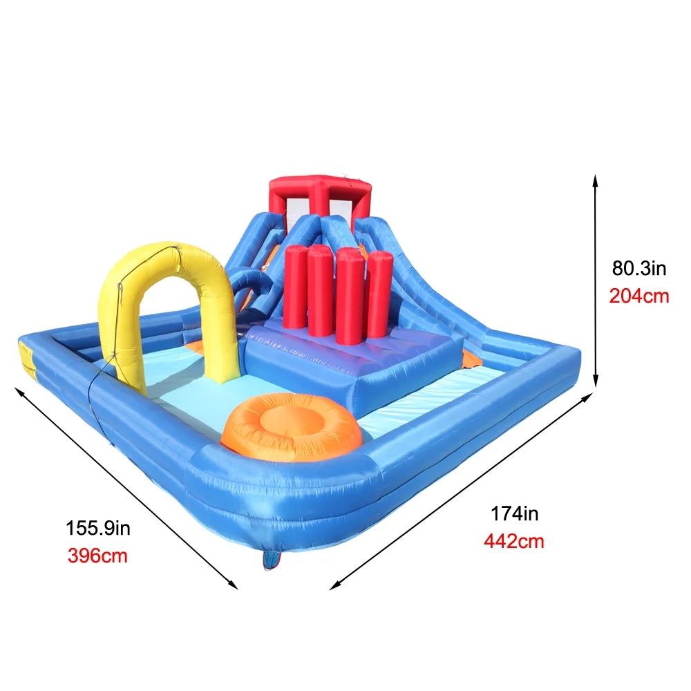 Inflatable Water Slide Bouncy Castle with Pool Area and Climbing Wall W352262