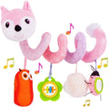 Pink Fox Baby Car Seat Toys with Musical Sheep Rattles Owl Ladybird Distorting Mirror O9820