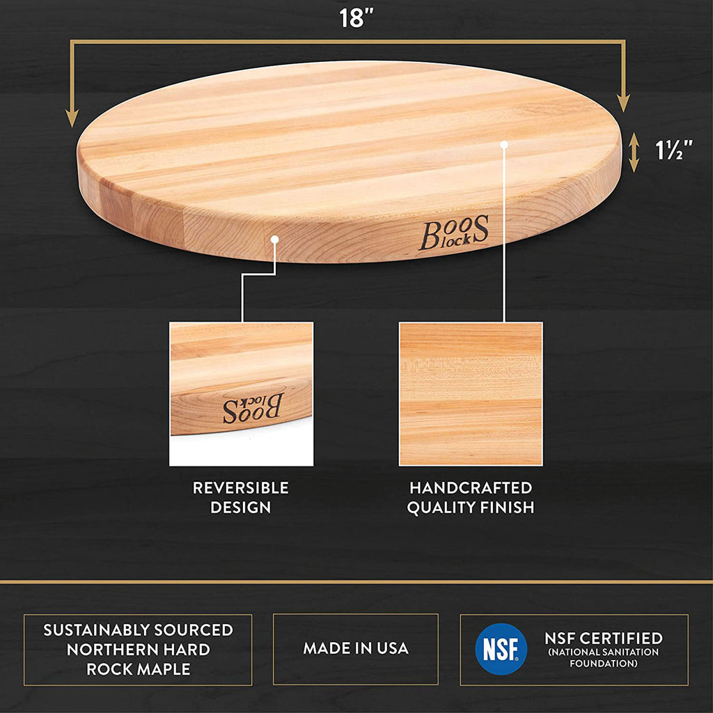 Maple Wood Round Cutting Board, 18" x 18" x 1.5" W30751