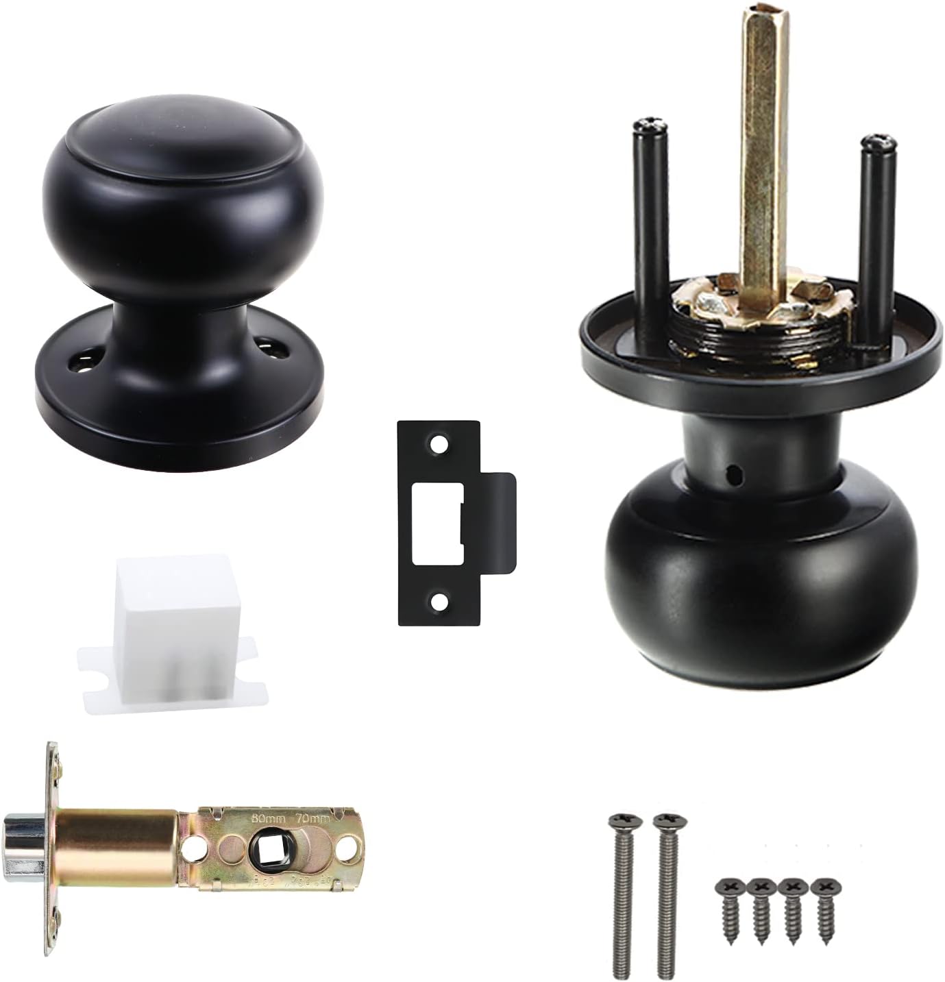 Black Passage Door Knobs Round Style 4 Pack J692136