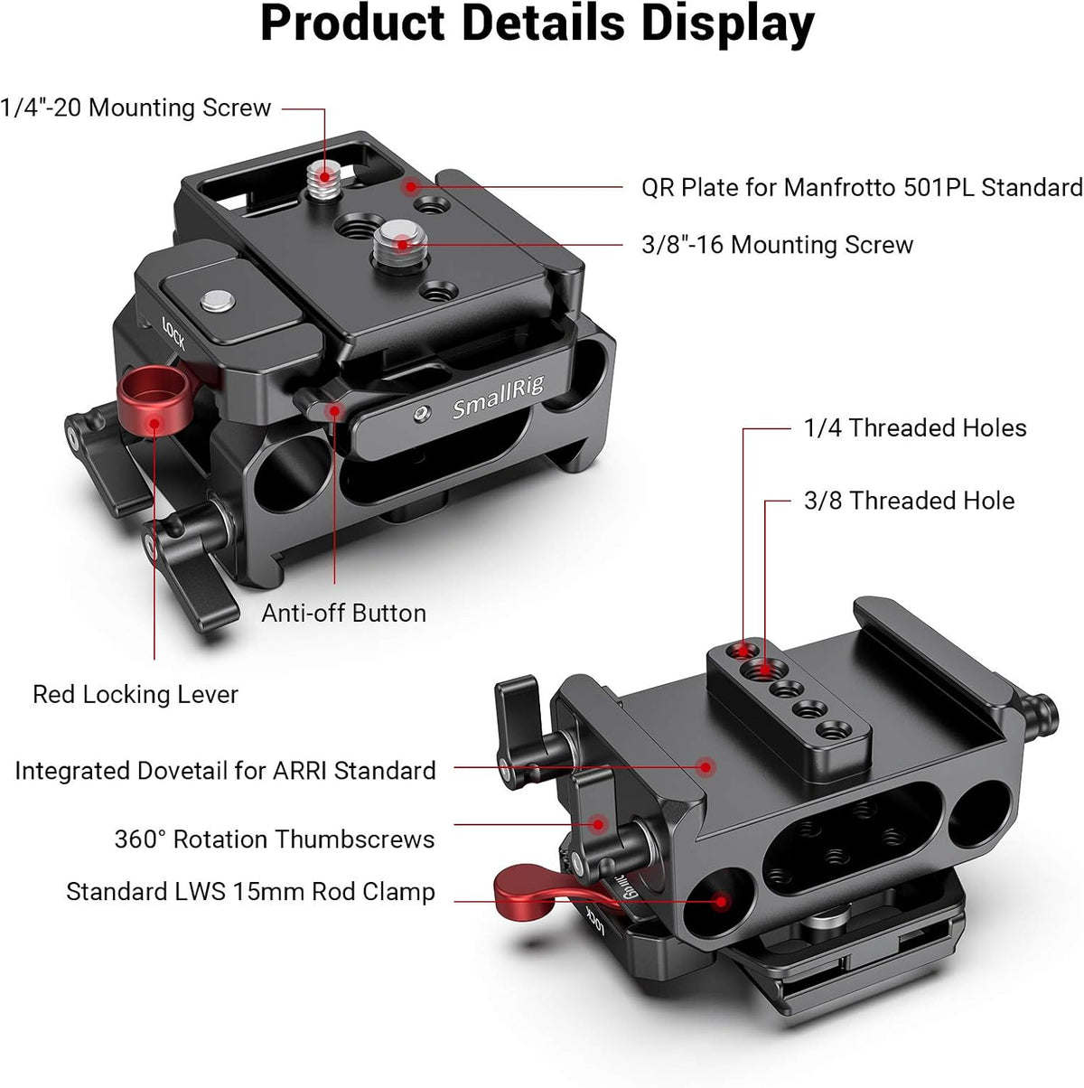 BMPCC Baseplate for Manfrotto 501PL Black Design R407
