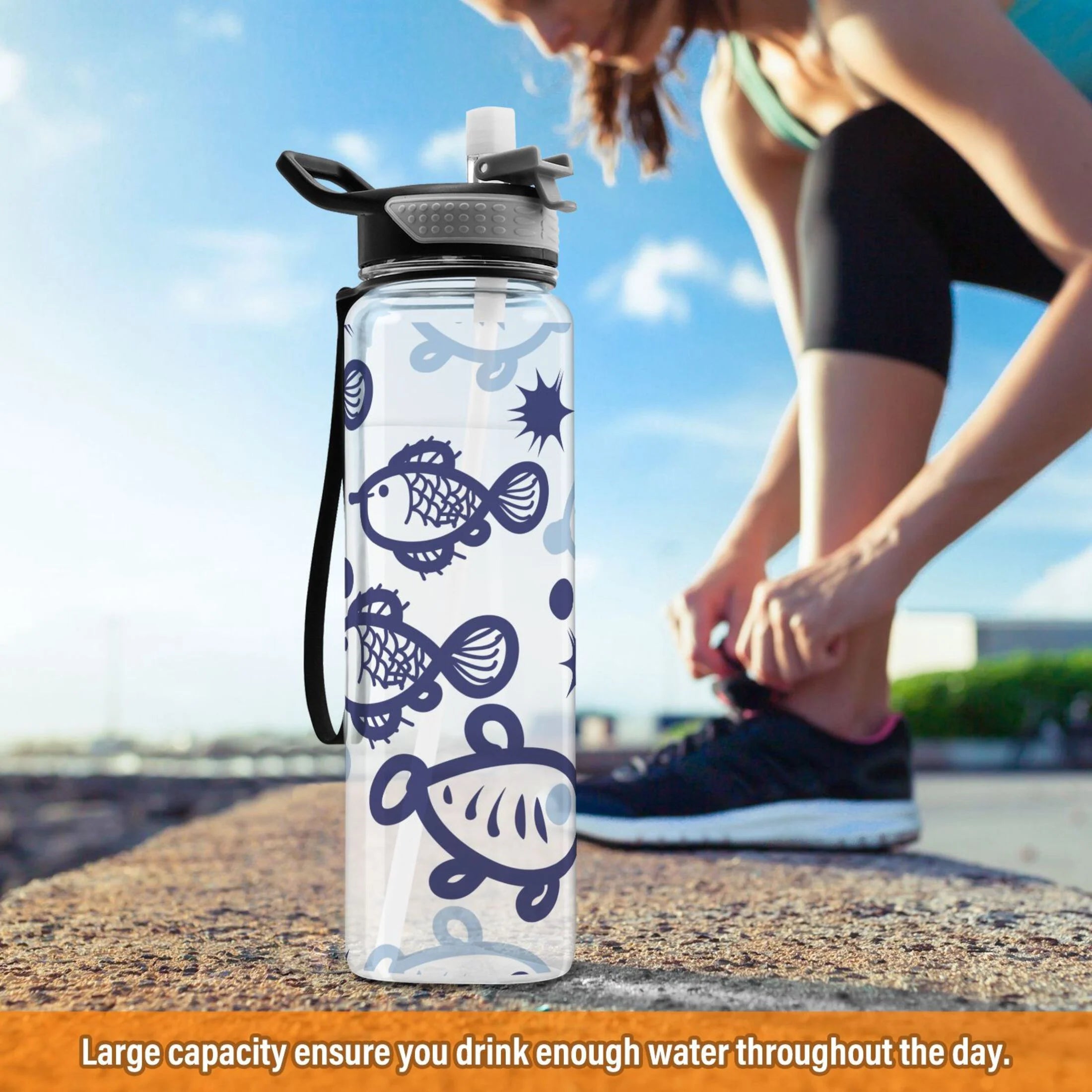 32oz Tritan Leakproof Clear Sports Water Bottle U133
